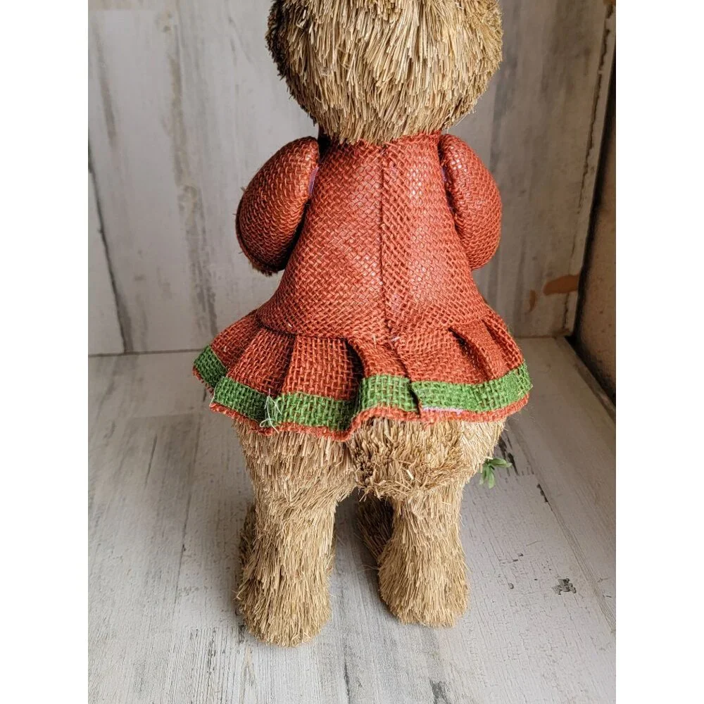 Pier 1 sisal Easter Bunny girl floral basket home decor rabbit‎